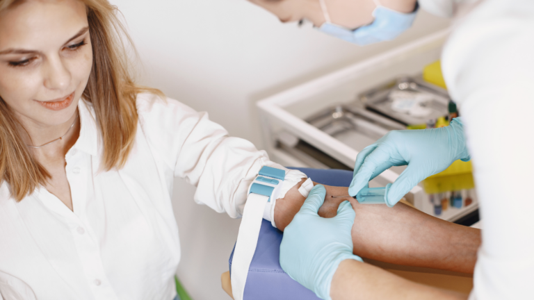 Lady getting a blood test